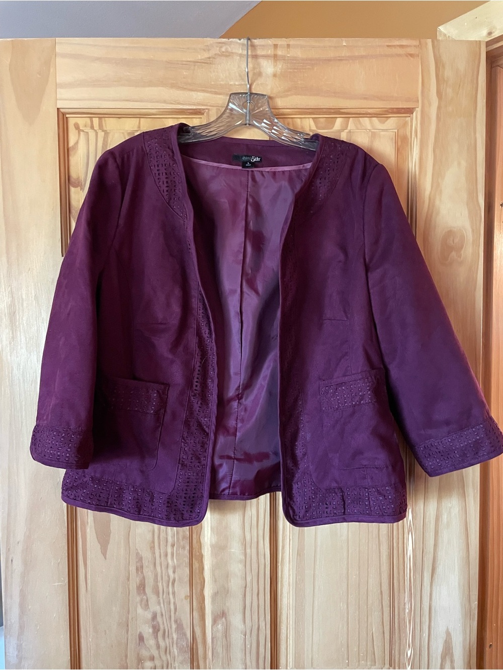 East 5th Plum Suede Open Cardigan Jacket